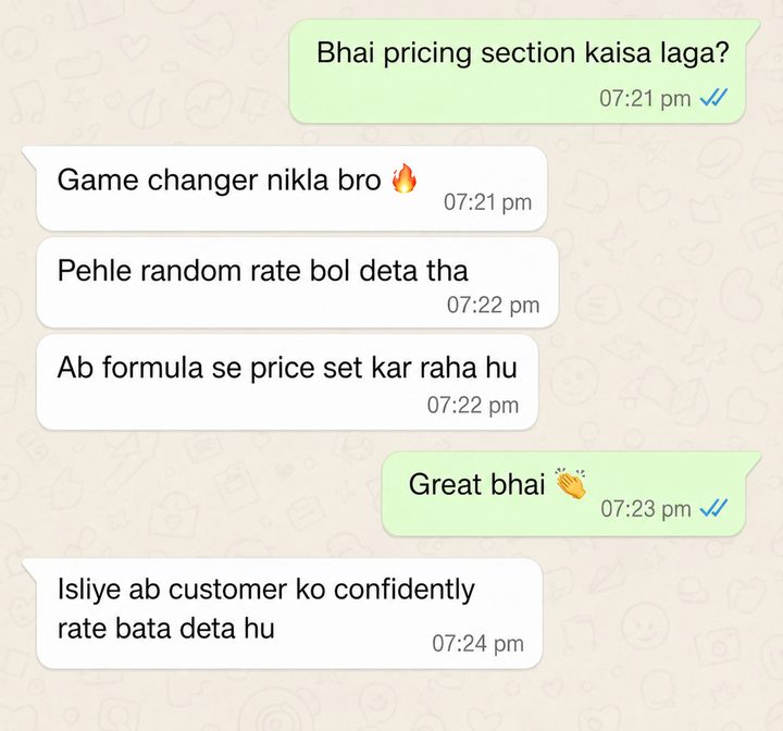 Customer WhatsApp review screenshot 7